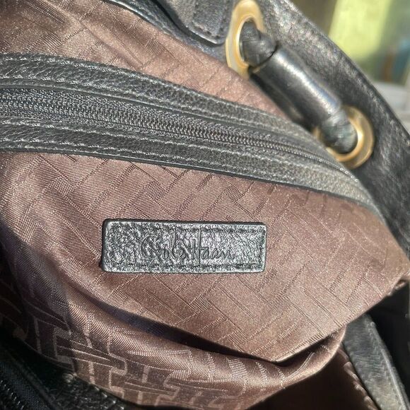 COLE HAAN  Pebble Leather Braided Drawstring Handle Black SHOULDER BAG HOBO - Picture 9 of 10